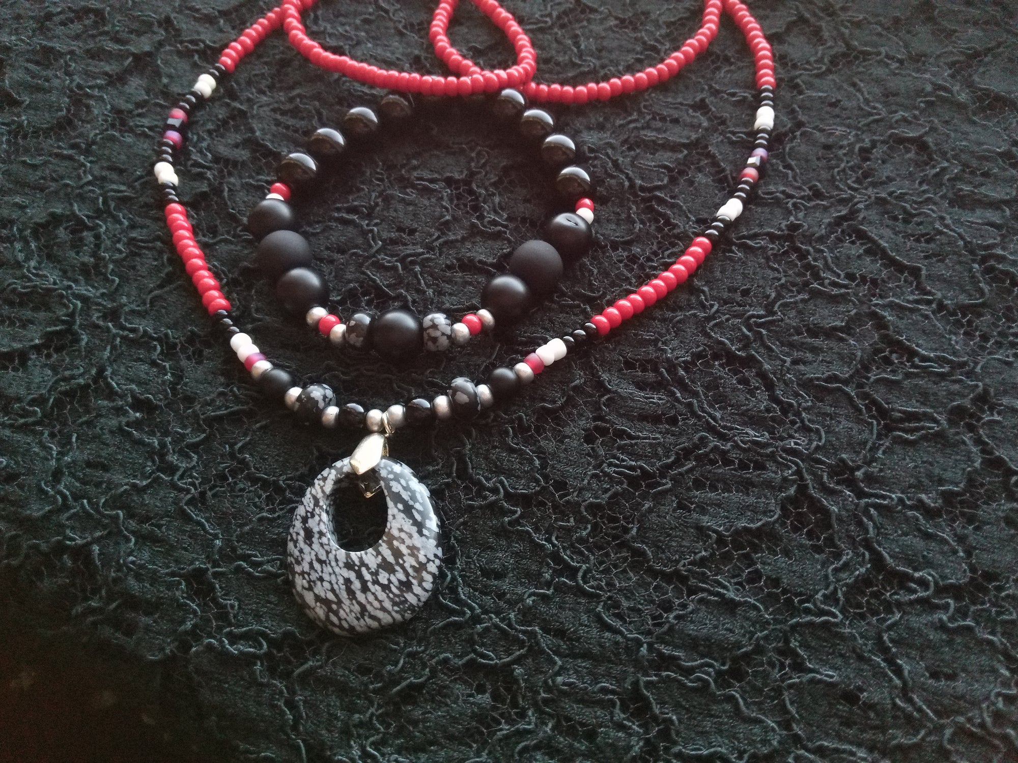 A REAL ONE ( SNOWFLAKE OBSIDIAN HIS&HERS SET )