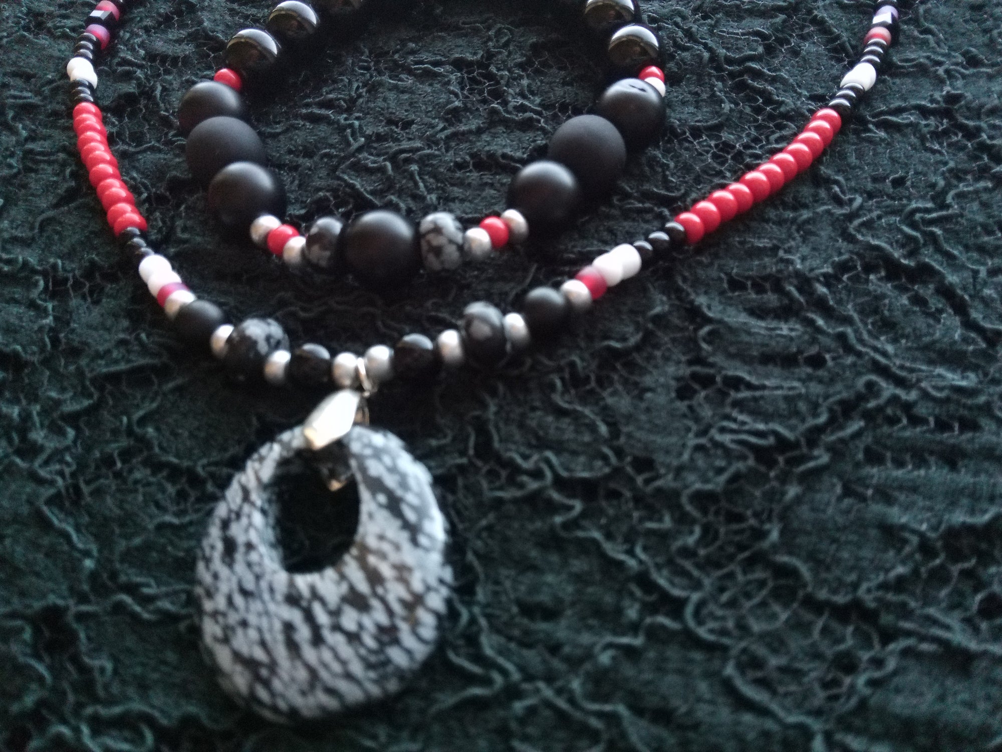 A REAL ONE ( SNOWFLAKE OBSIDIAN HIS&HERS SET )