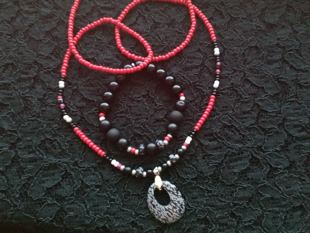 A REAL ONE ( SNOWFLAKE OBSIDIAN HIS&HERS SET )