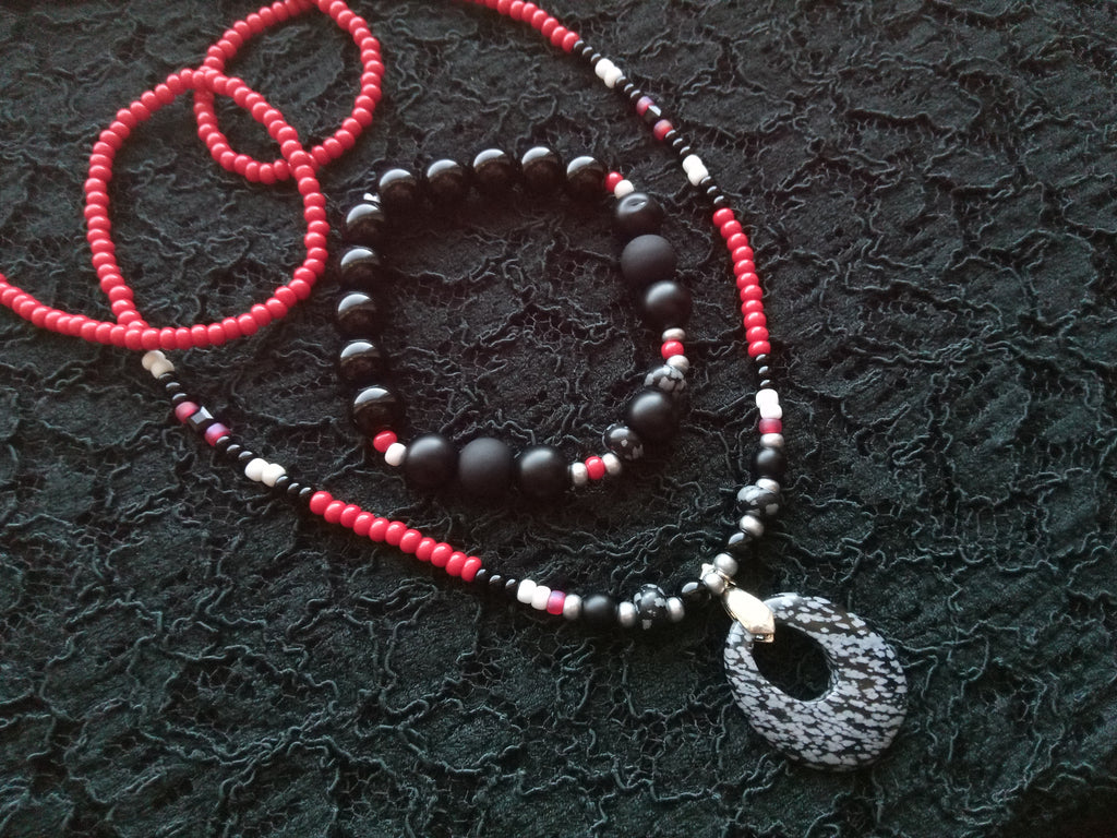 A REAL ONE ( SNOWFLAKE OBSIDIAN HIS&HERS SET )