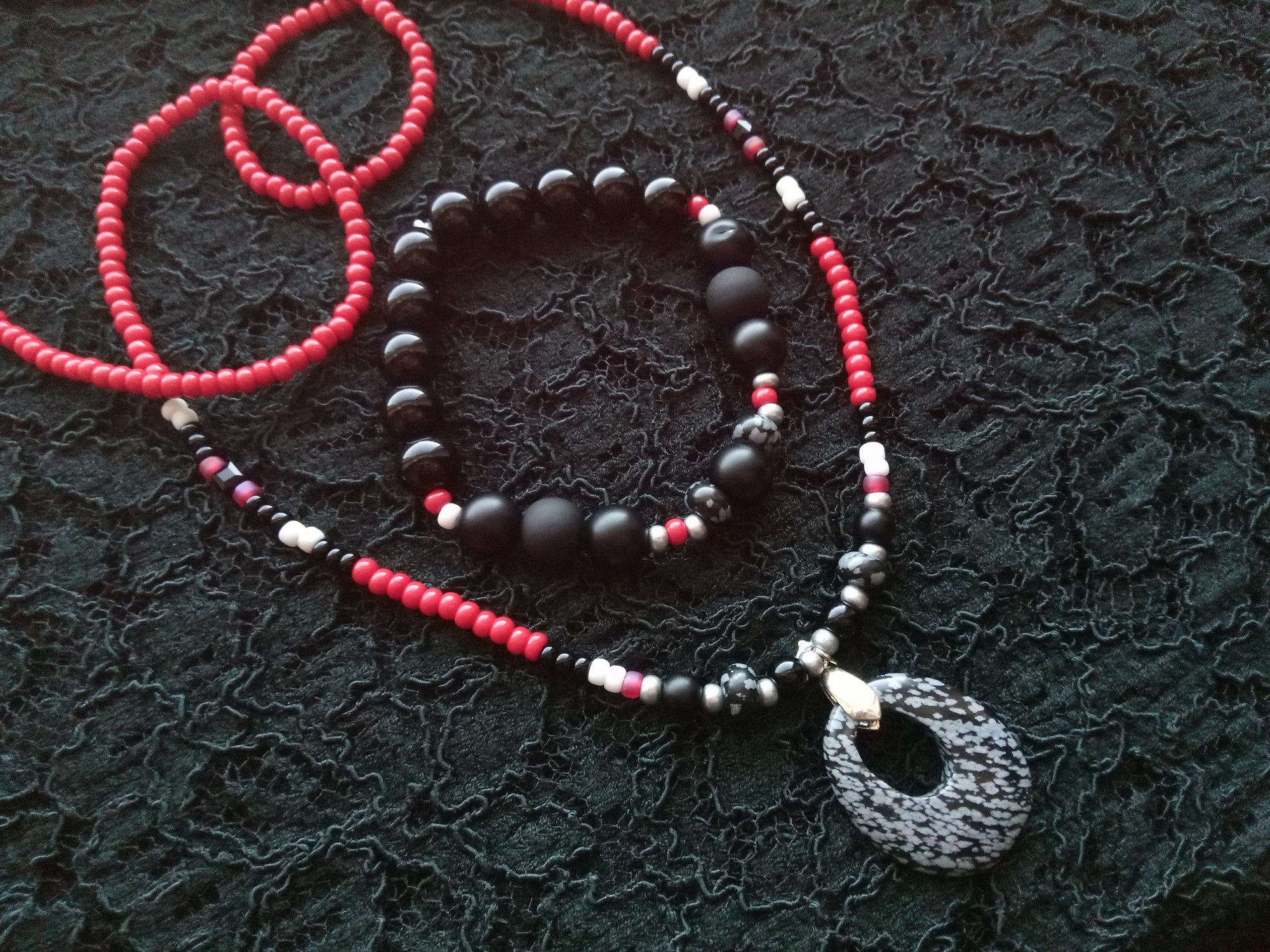 A REAL ONE ( SNOWFLAKE OBSIDIAN HIS&HERS SET )