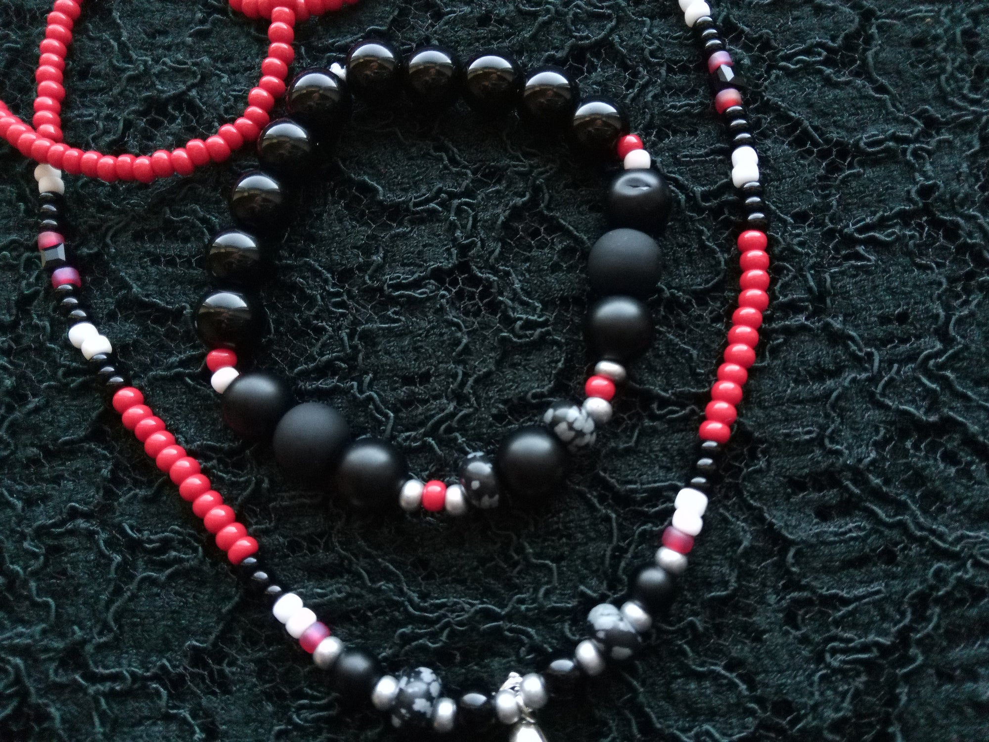 A REAL ONE ( SNOWFLAKE OBSIDIAN HIS&HERS SET )