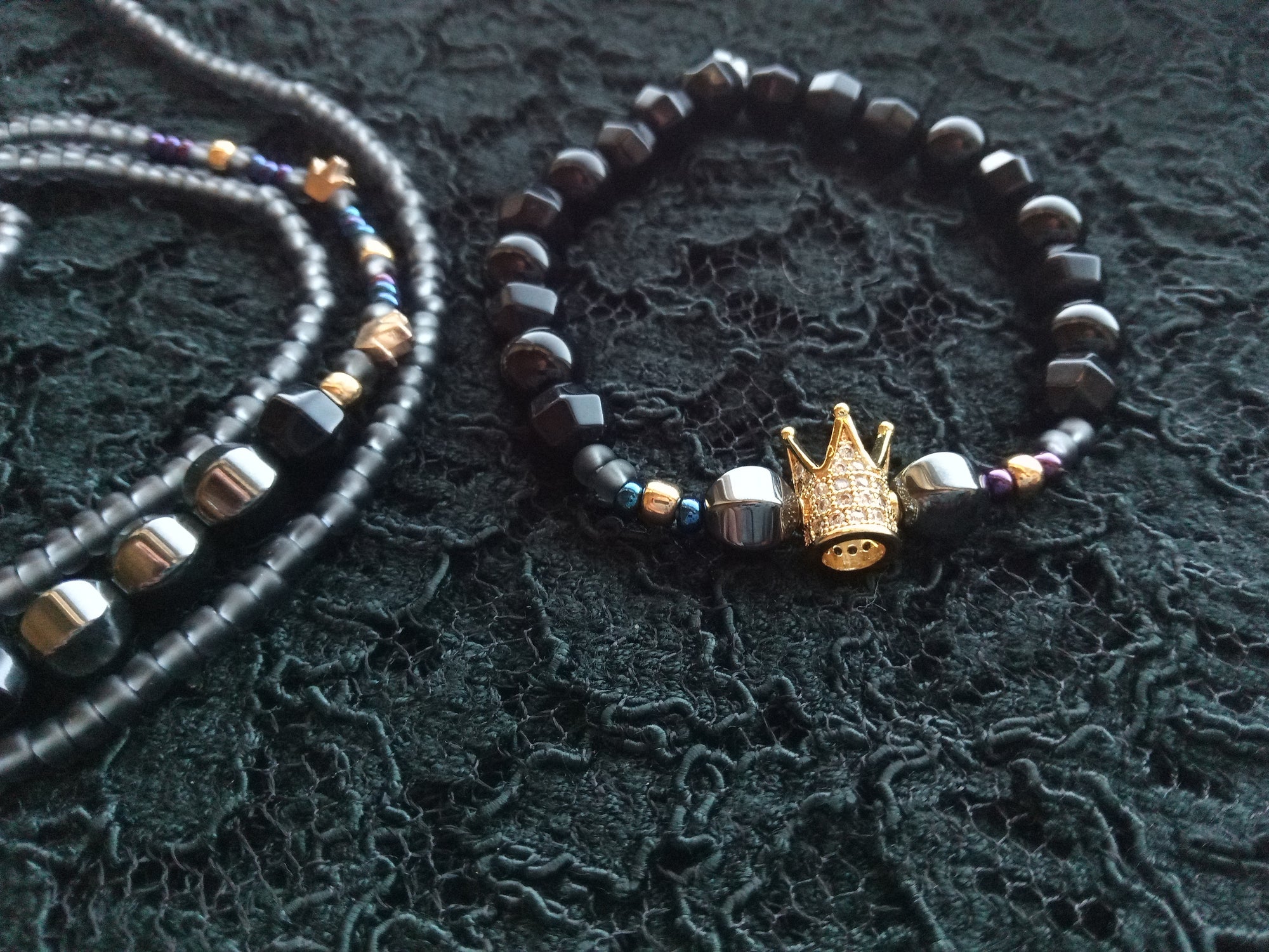 HIS QUEEN ...HER KING ( HEMATITE HIS&HERS SET )