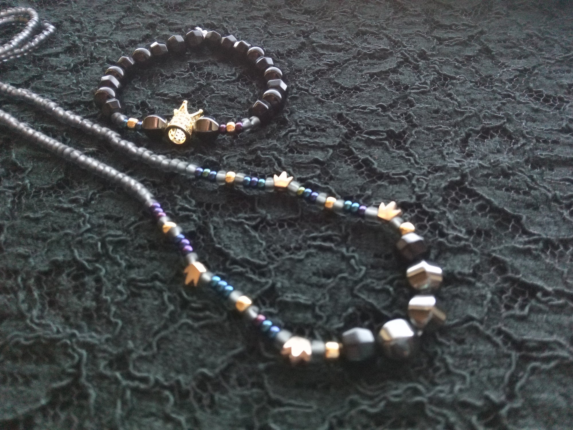 HIS QUEEN ...HER KING ( HEMATITE HIS&HERS SET )