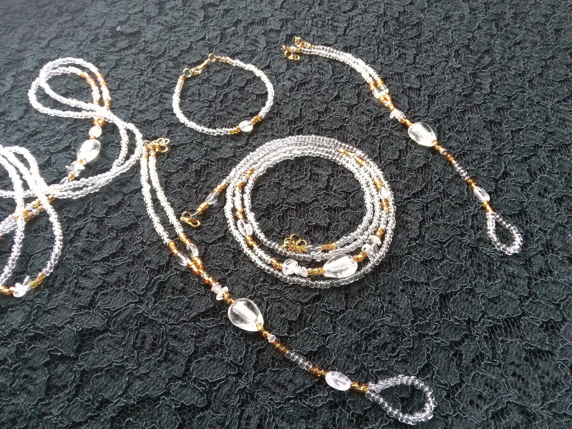 GOLD CRYSTALS ( CLEAR QUARTZ SET )