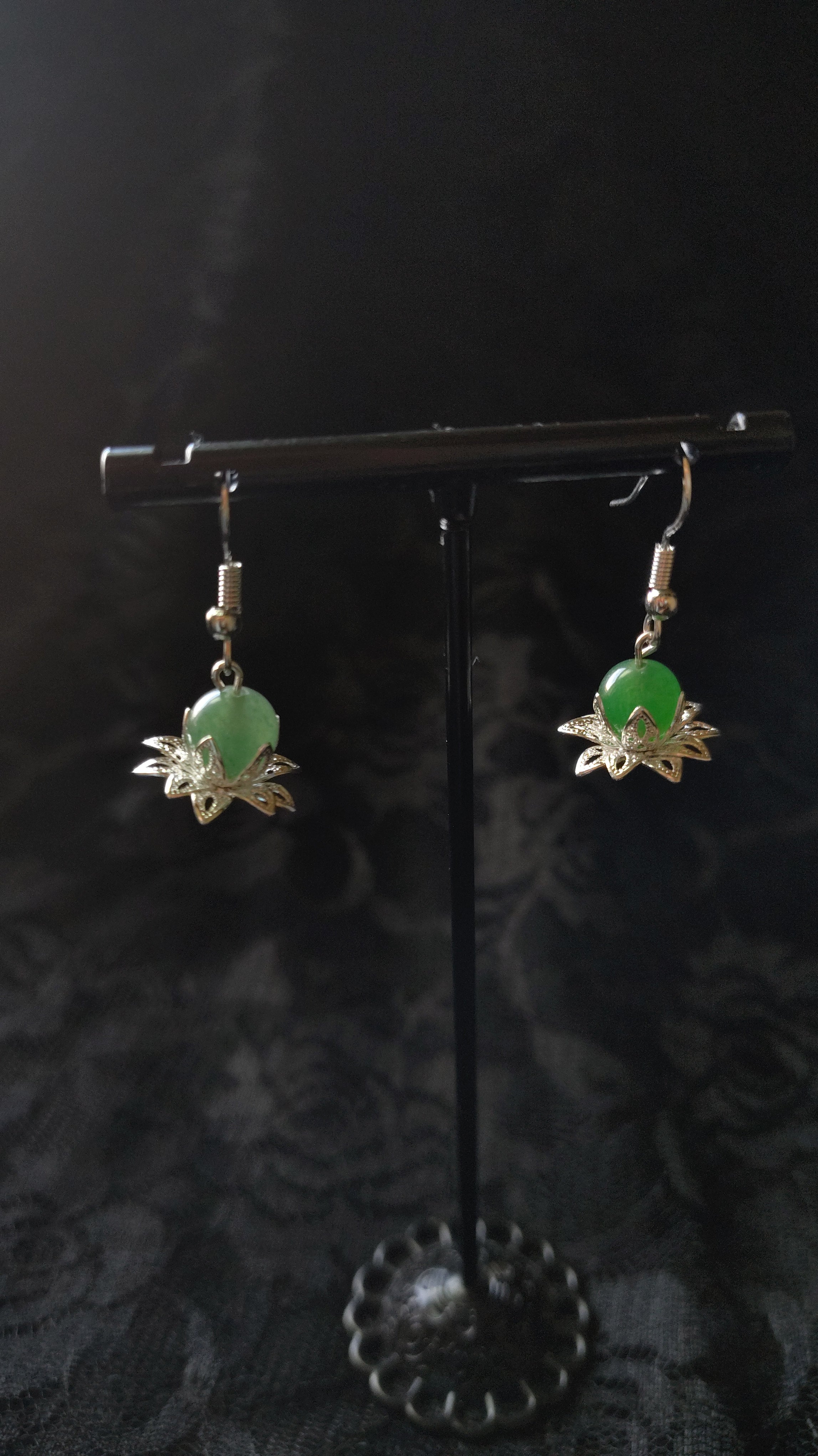 LOTUS FLOWER DROPS ( GREEN AVENTURINE)