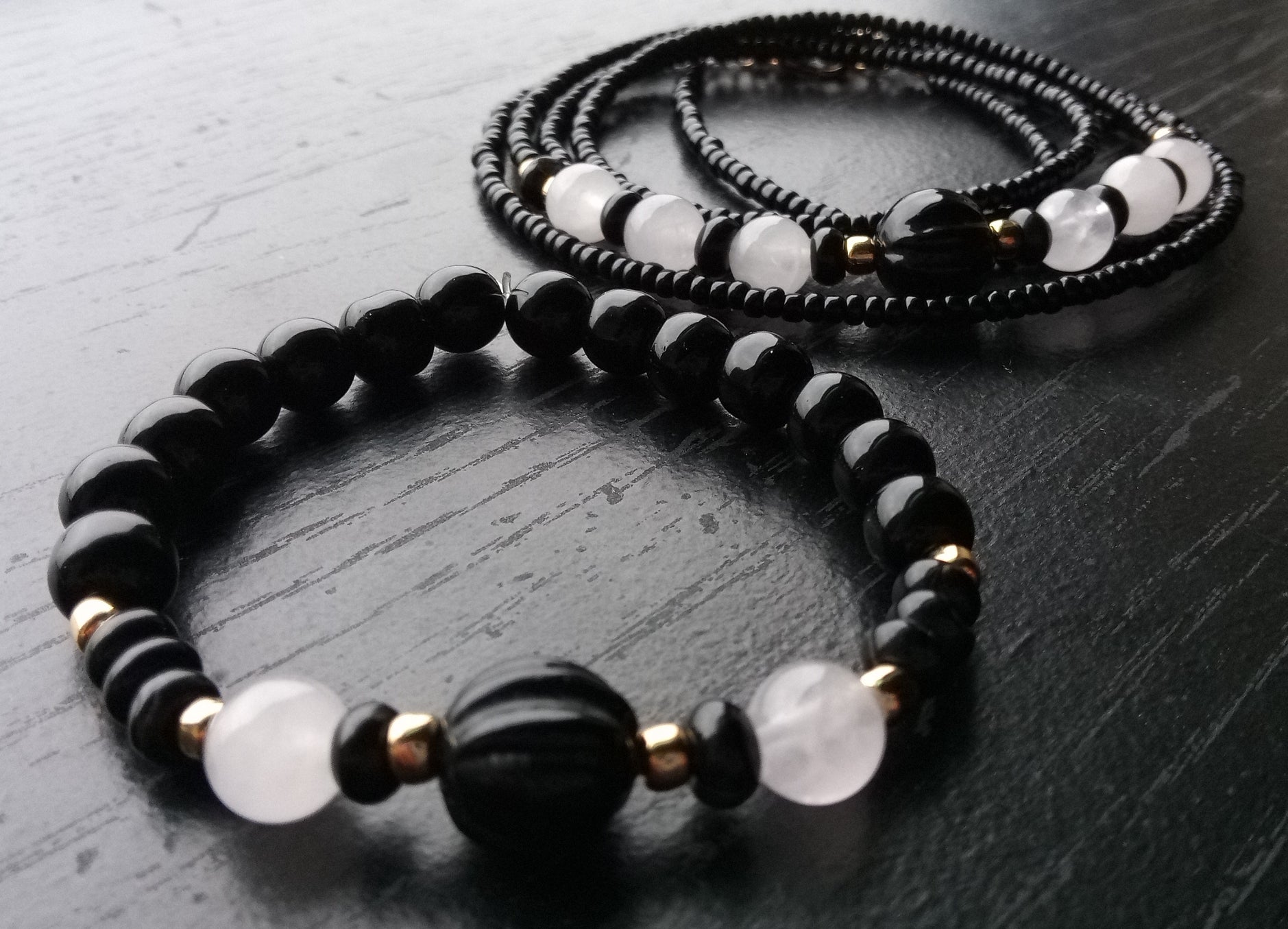 HIS LOVE ~ HER PROTECTION ( rose quartz & onxy )