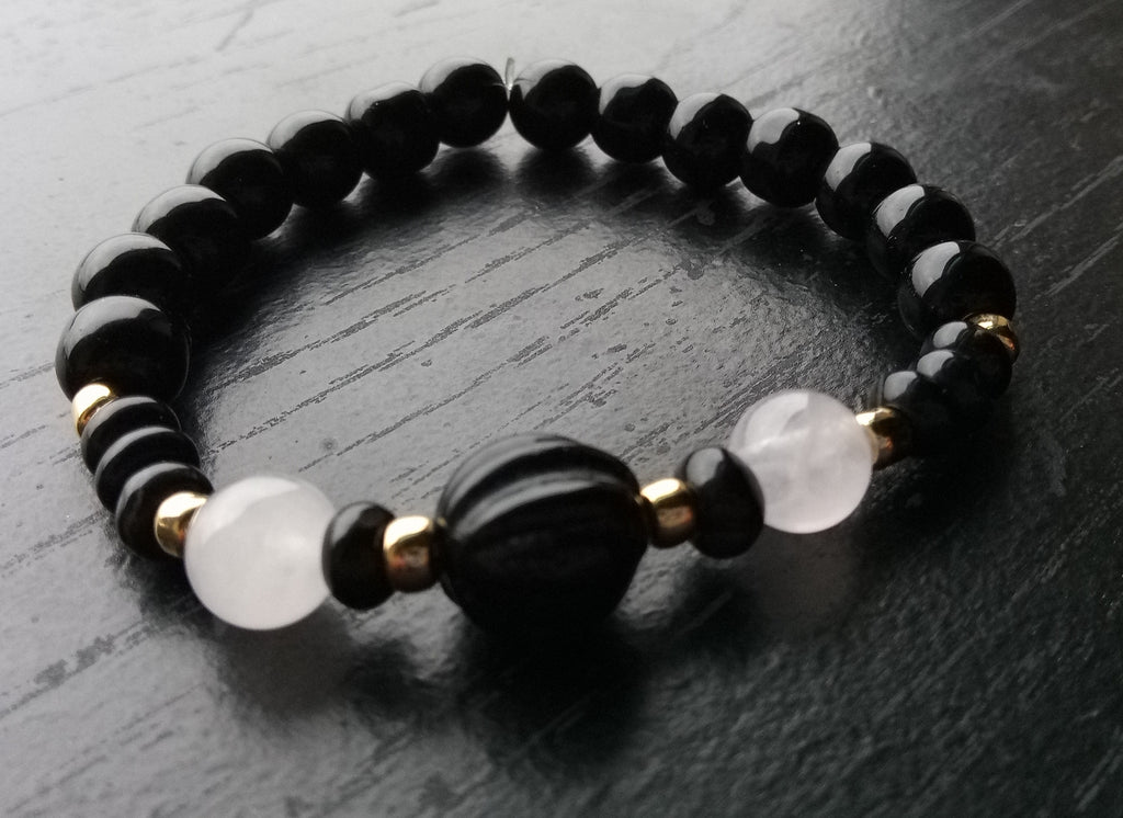 HIS LOVE ~ HER PROTECTION ( rose quartz & onxy )