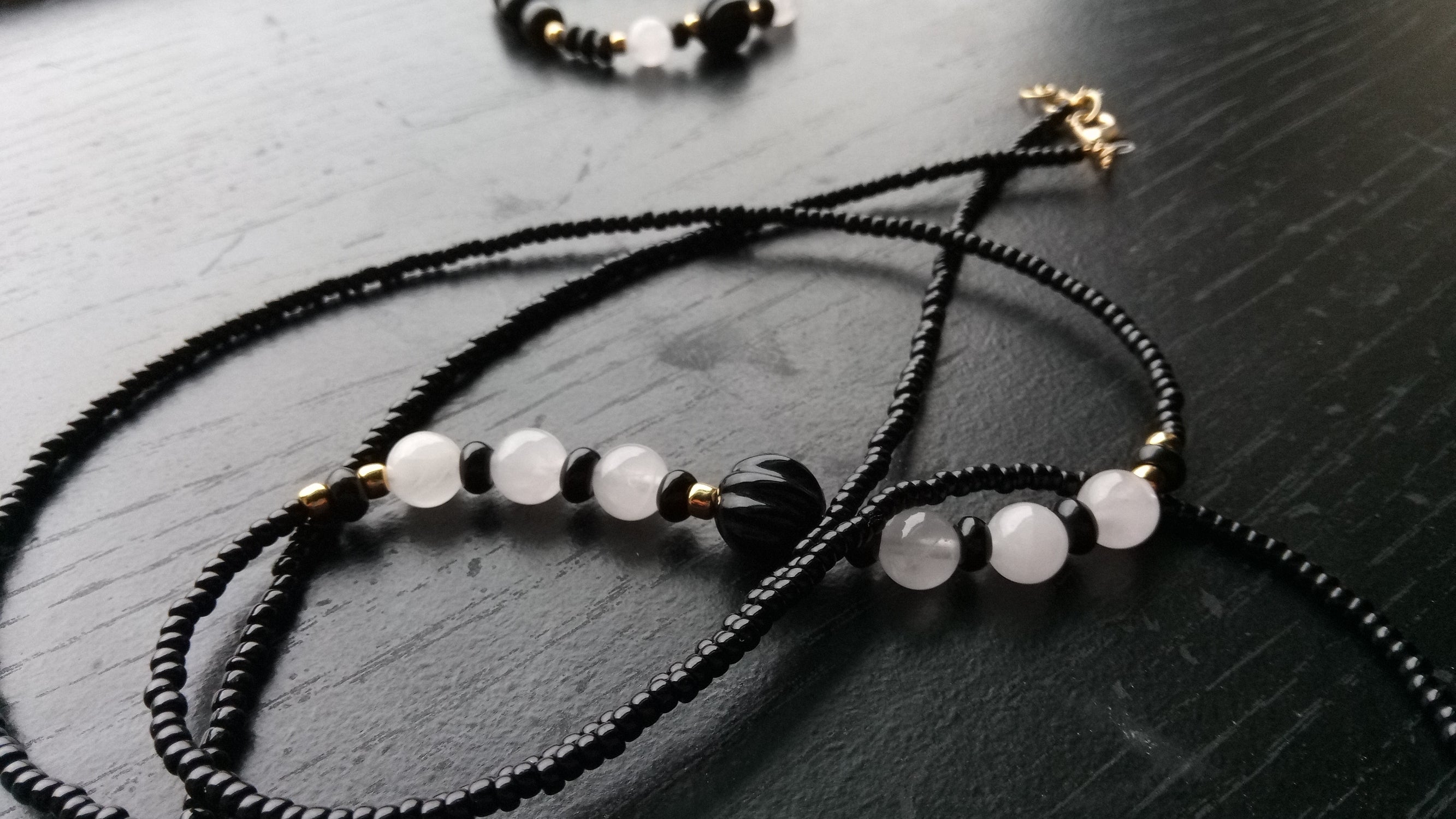 HIS LOVE ~ HER PROTECTION ( rose quartz & onxy )