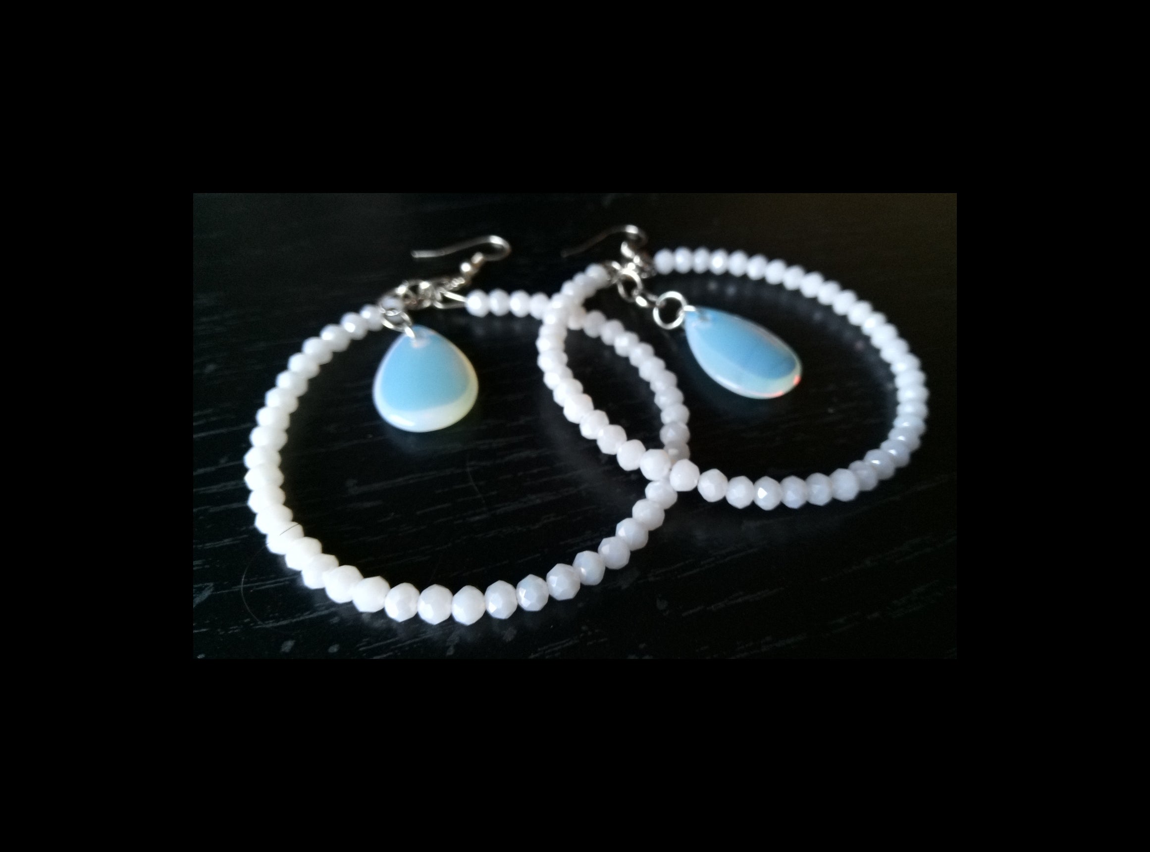 SEA OPAL DROP HOOPS