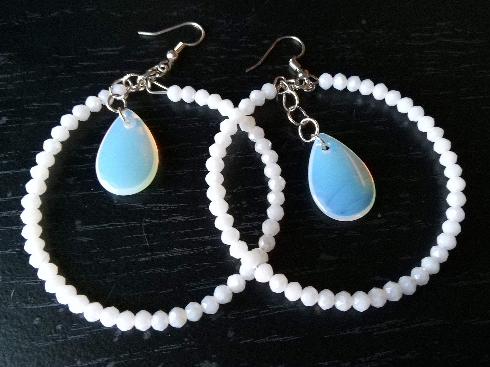 SEA OPAL DROP HOOPS