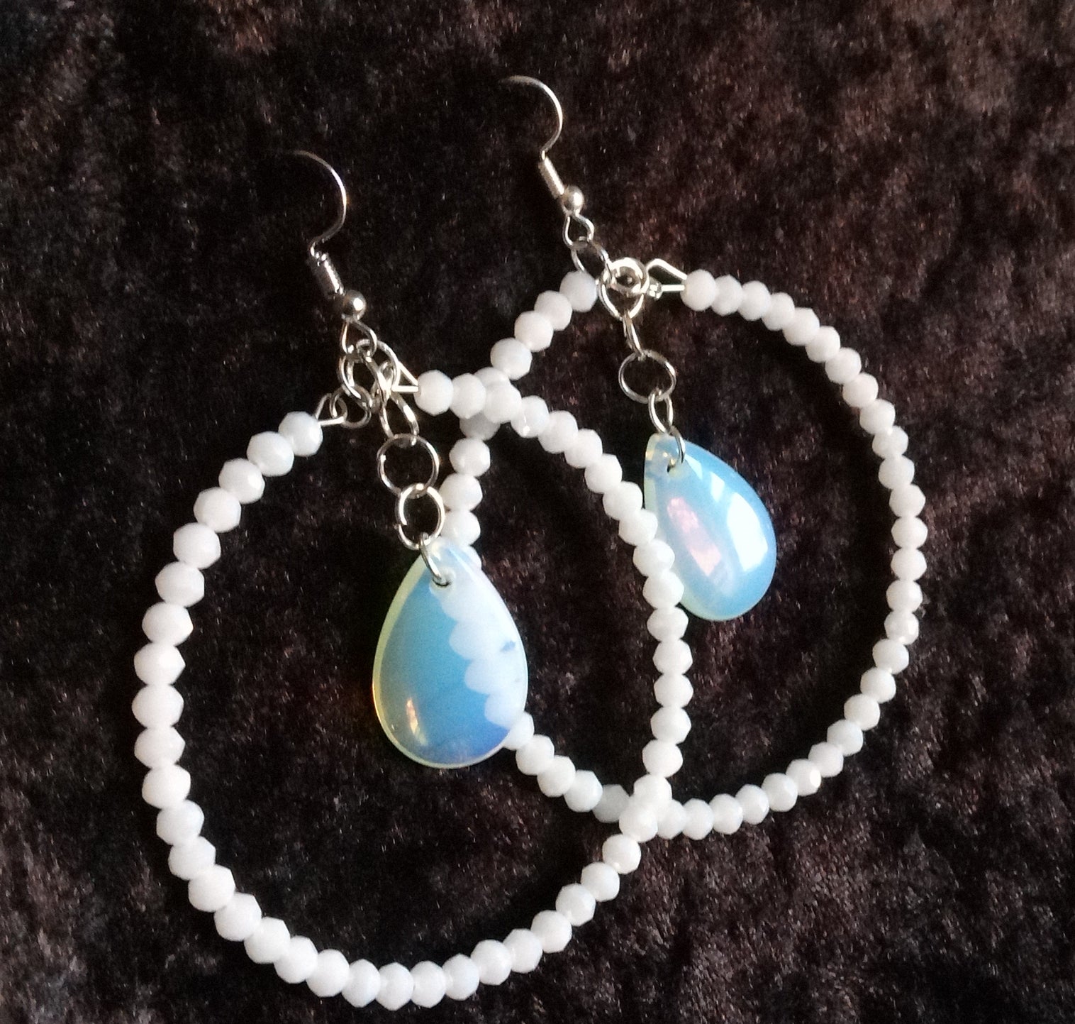 SEA OPAL DROP HOOPS