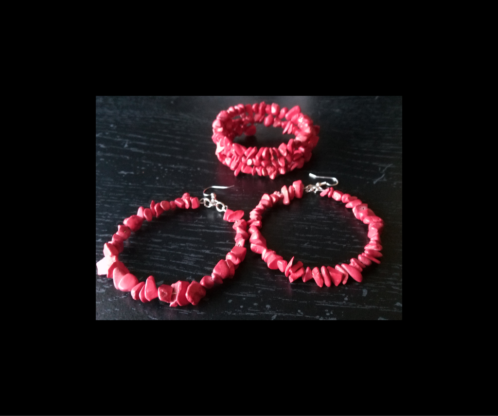 RED HOWLITE BRACELET SET
