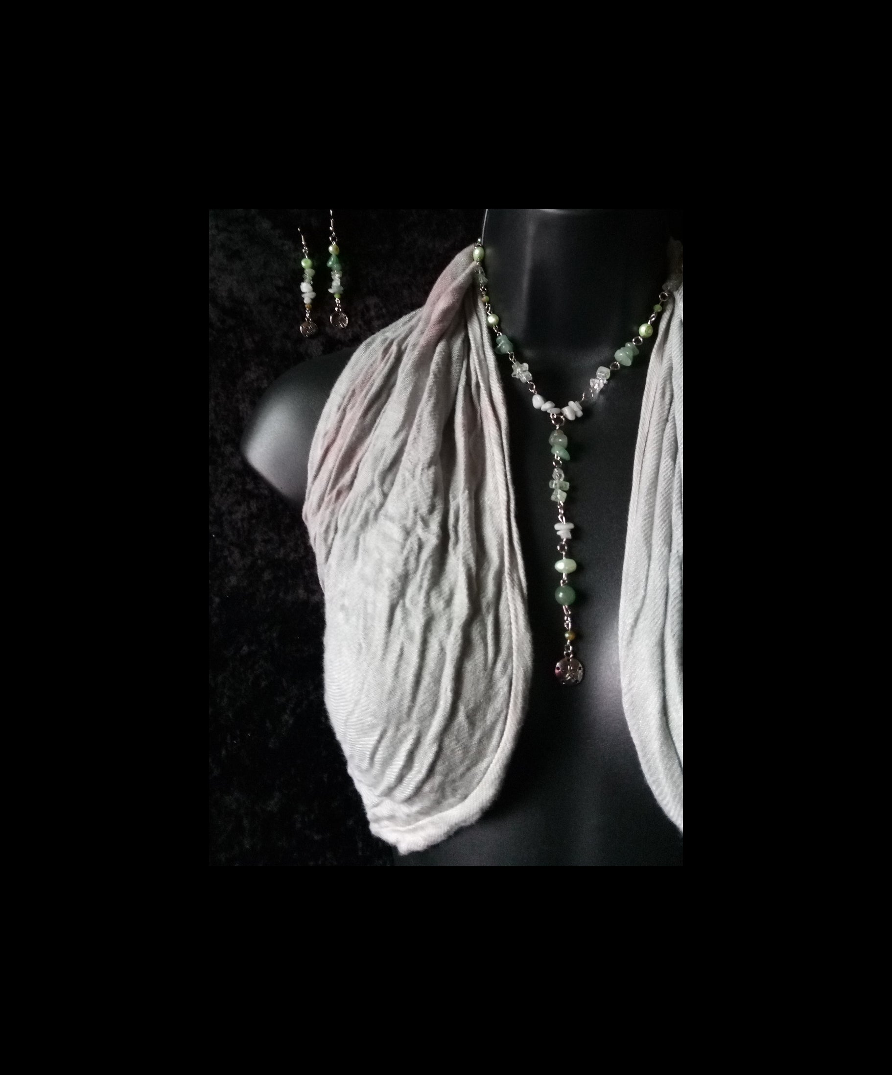 AQUAMARINE & GREEN AVENTURINE layer necklace set