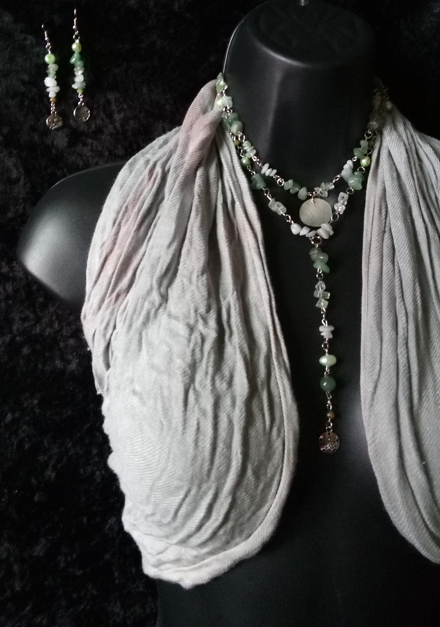 AQUAMARINE & GREEN AVENTURINE layer necklace set