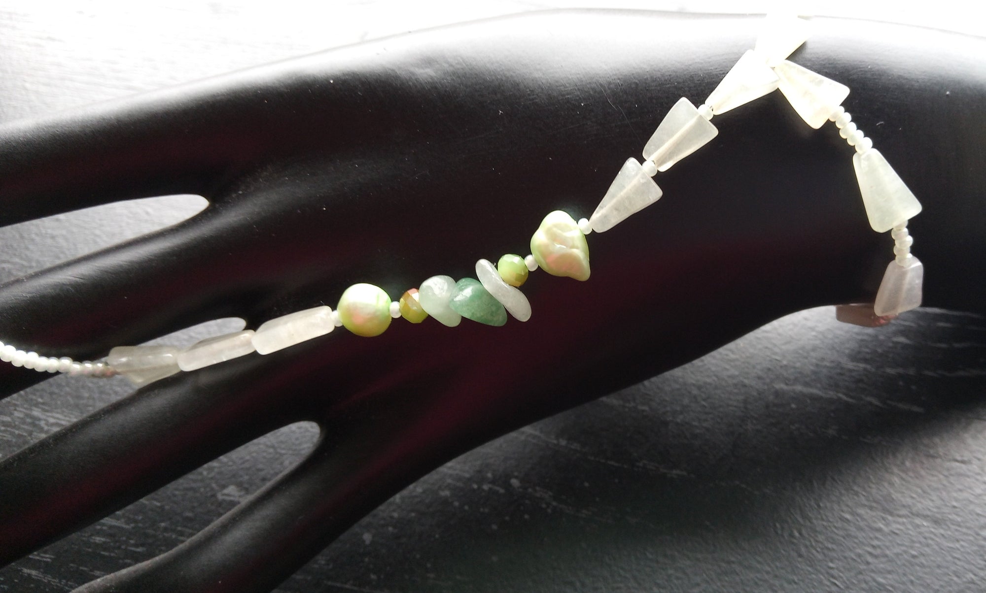 AQUAMARINE & GREEN AVENTURINE hand bracelet earring set