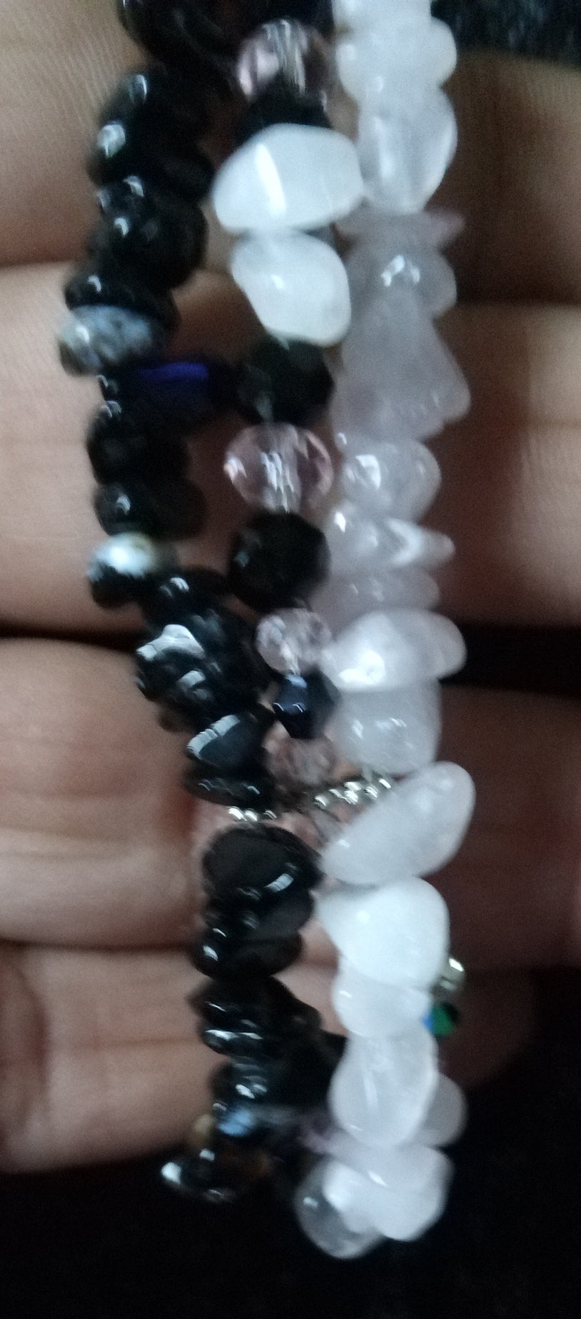 ROSE QUARTZ & ONXY cuff bracelet