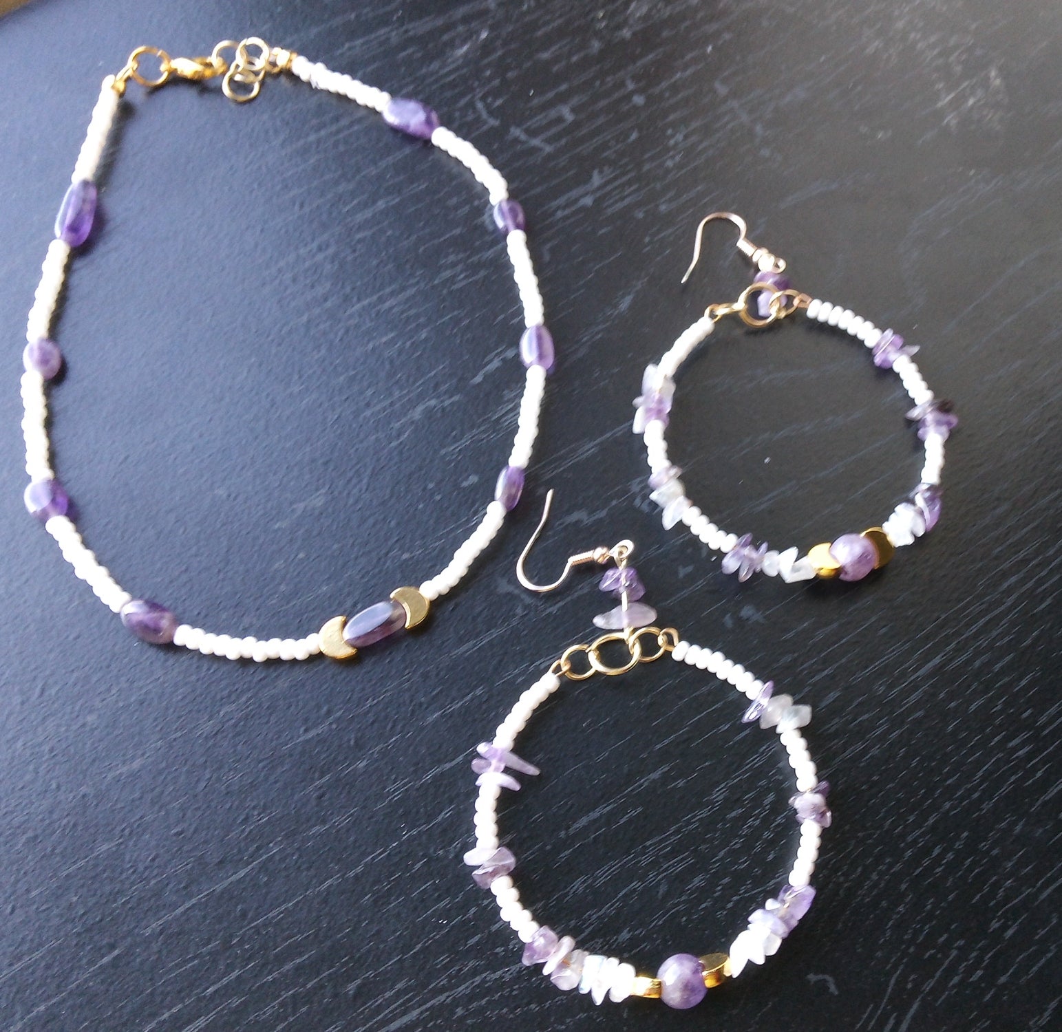AMETHYST AND MOONSTONE ( COLLAR NECKLACE)