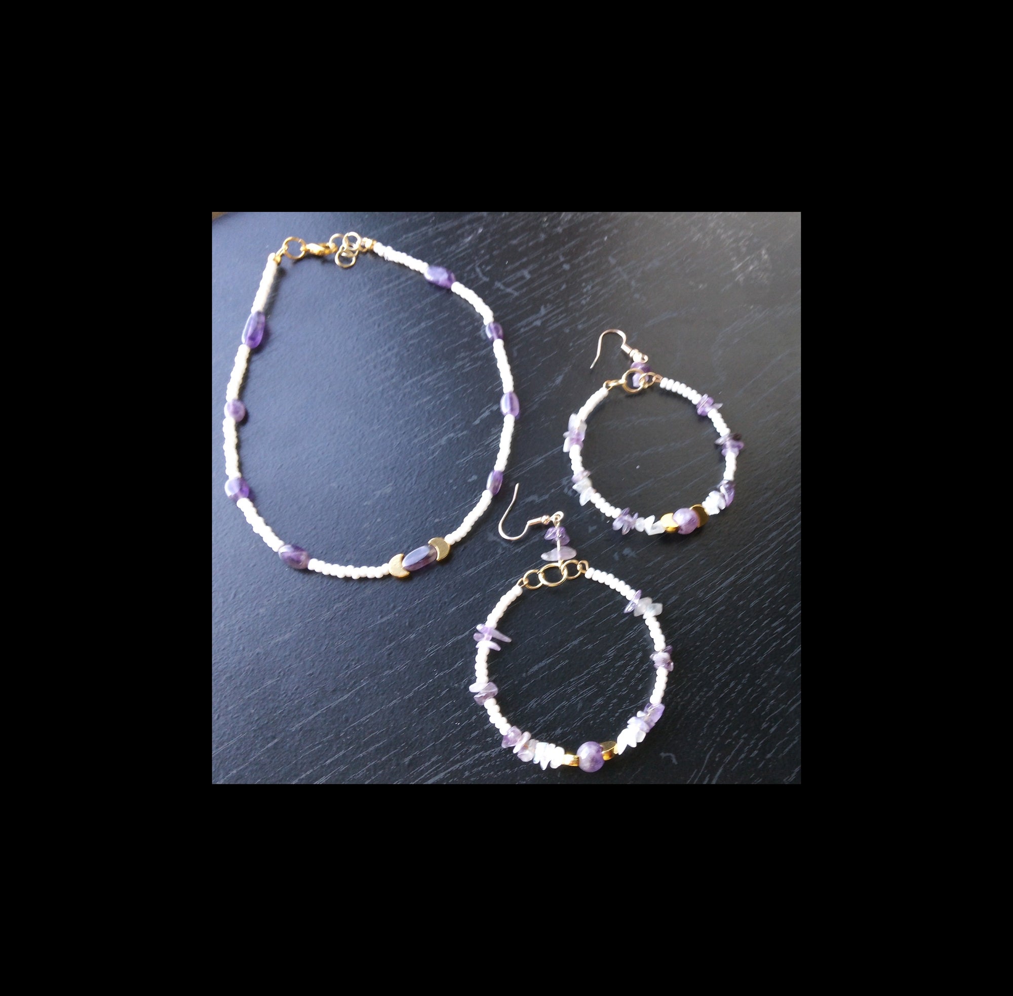 AMETHYST AND MOONSTONE ( COLLAR NECKLACE)