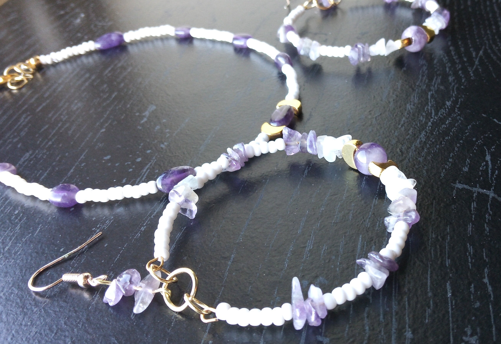AMETHYST AND MOONSTONE ( COLLAR NECKLACE)