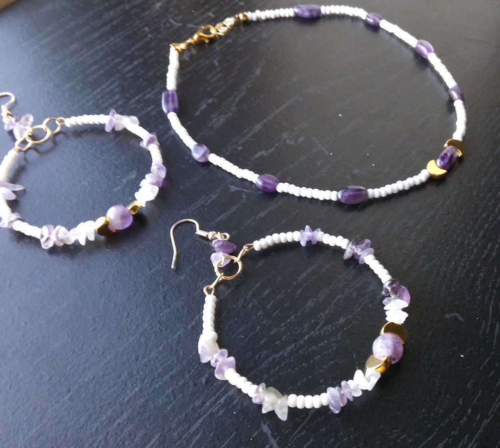 AMETHYST AND MOONSTONE ( COLLAR NECKLACE)