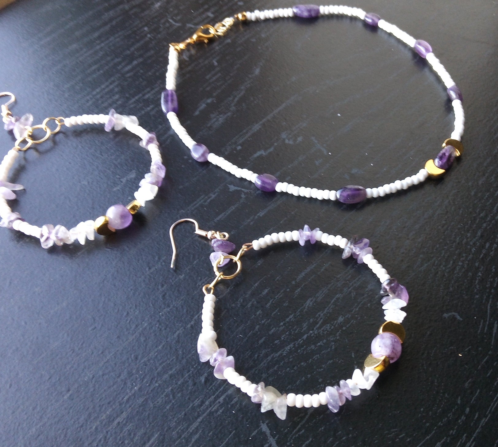 AMETHYST AND MOONSTONE ( COLLAR NECKLACE)