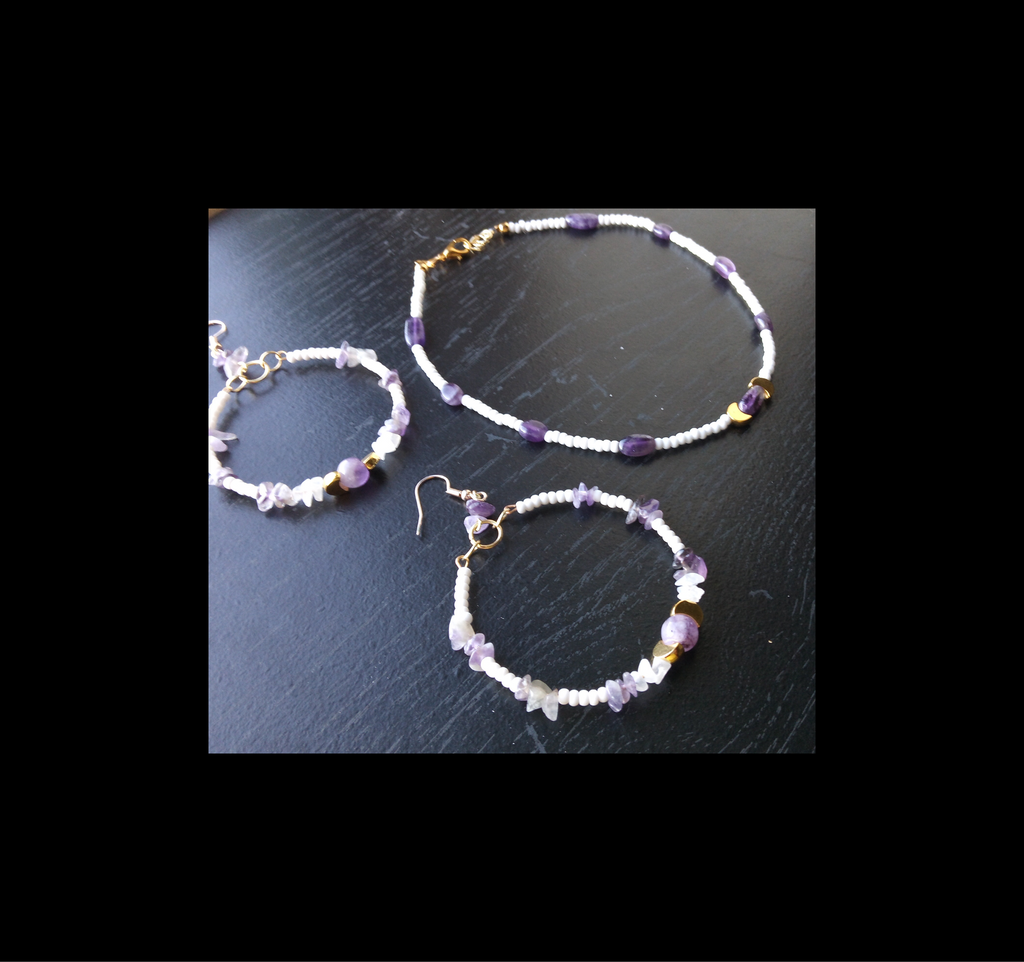AMETHYST AND MOONSTONE ( COLLAR NECKLACE)
