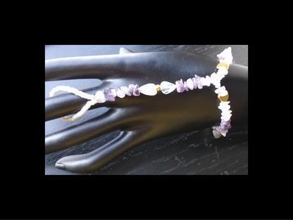 AMETHYST AND MOONSTONE ( hand bracelet & hoop earrings)