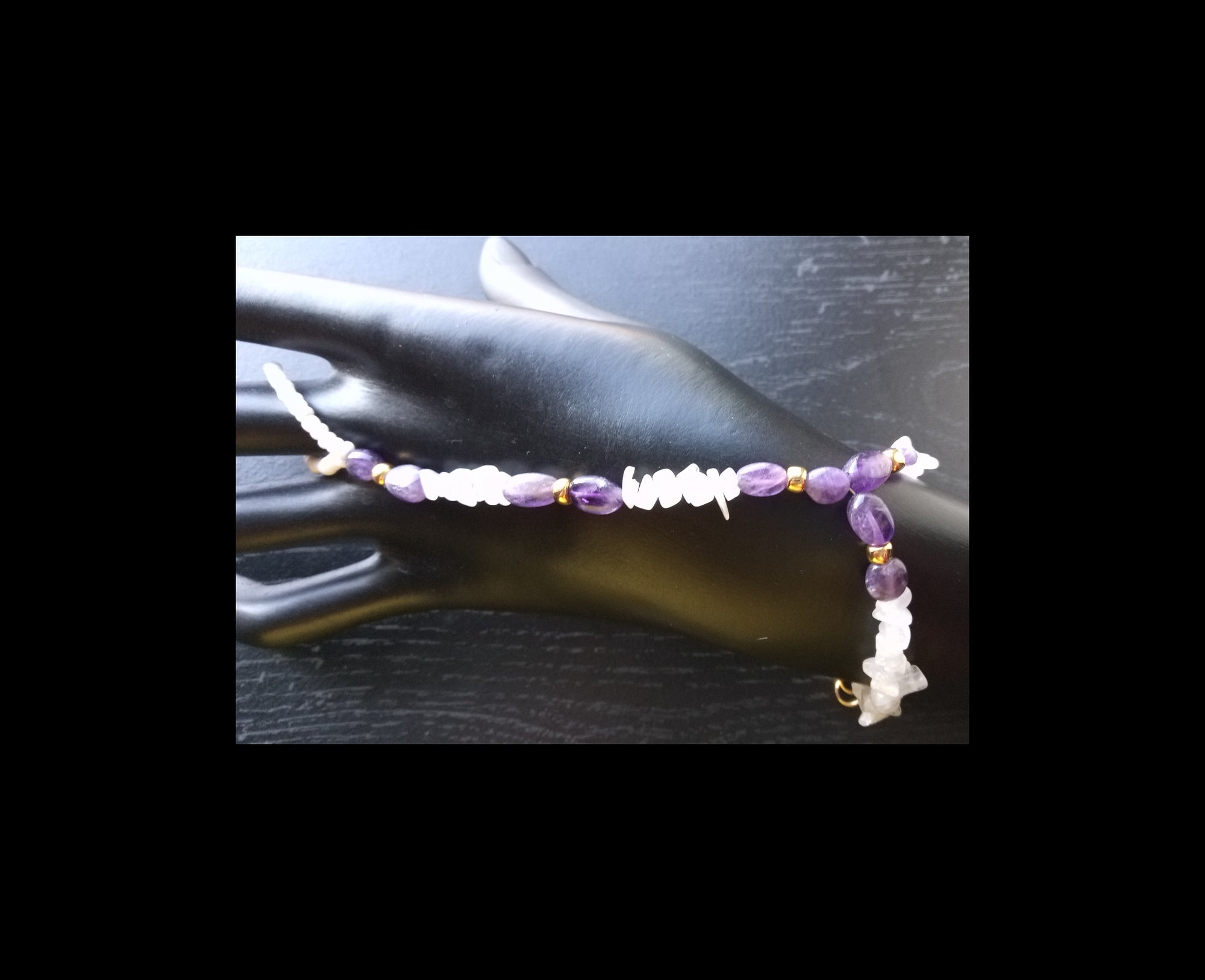 AMETHYST AND MOONSTONE ( HAND BRACELET AND DROP EARRINGS)