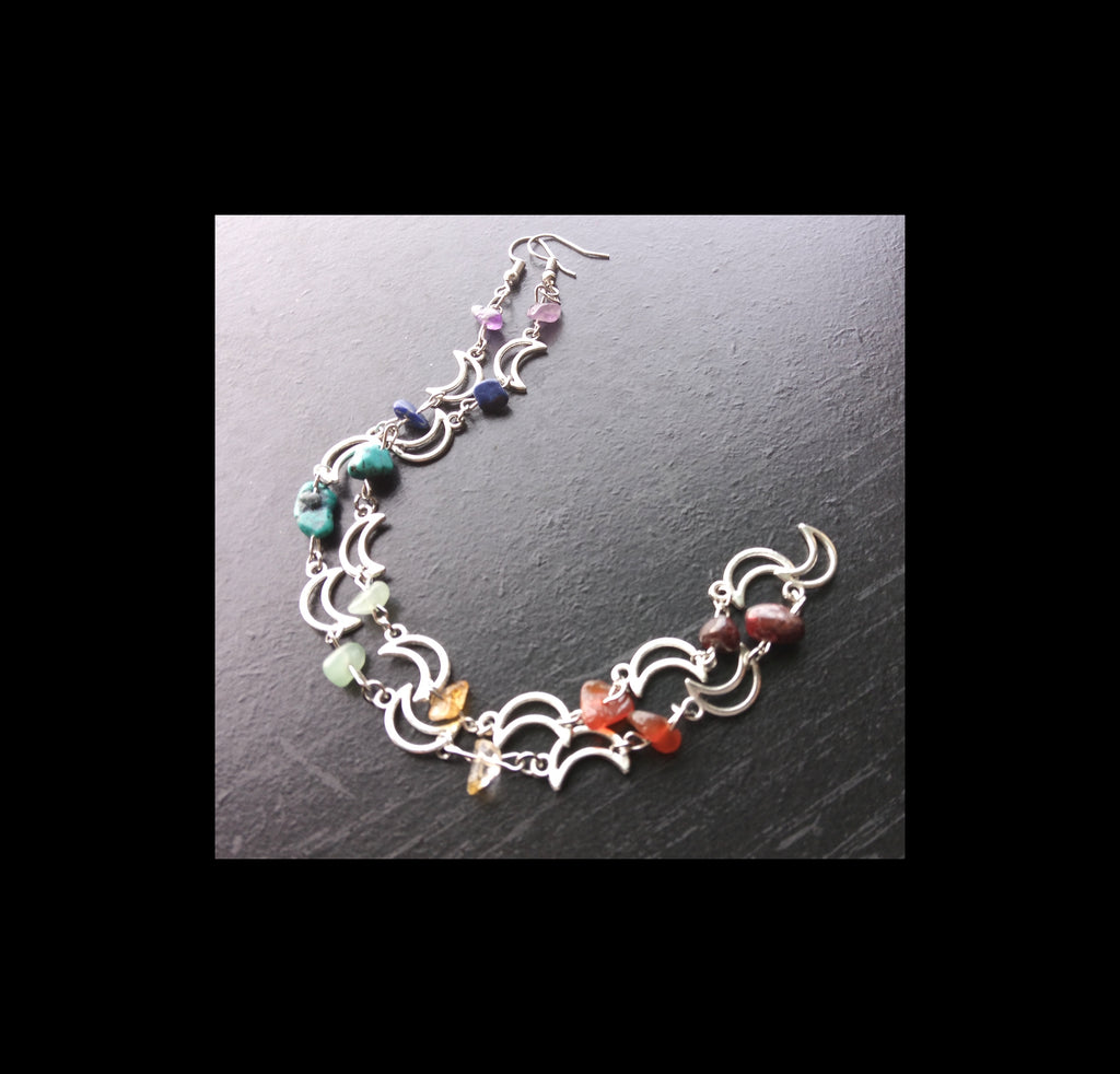 CHAKRA NOSE CHAIN LONG EARRING SET