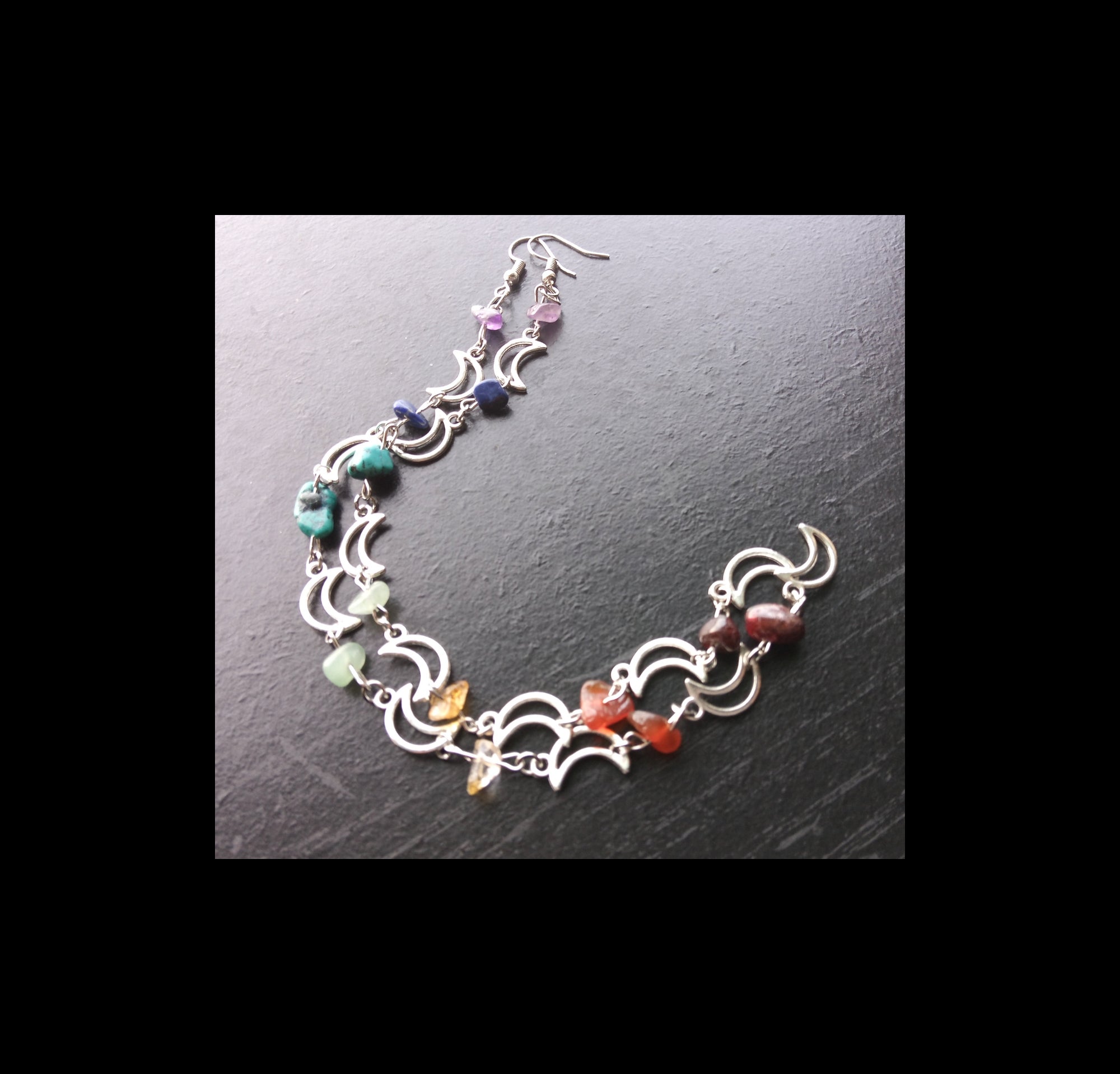 CHAKRA NOSE CHAIN LONG EARRING SET