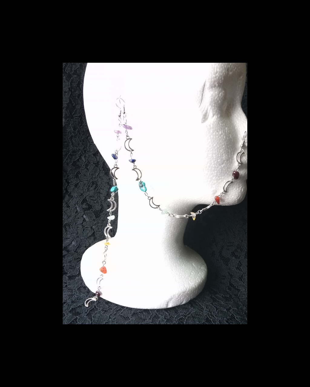 CHAKRA NOSE CHAIN LONG EARRING SET