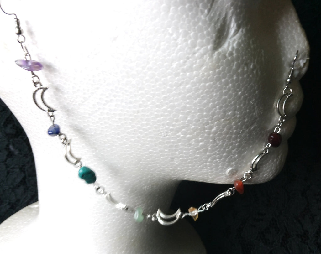 CHAKRA NOSE CHAIN LONG EARRING SET