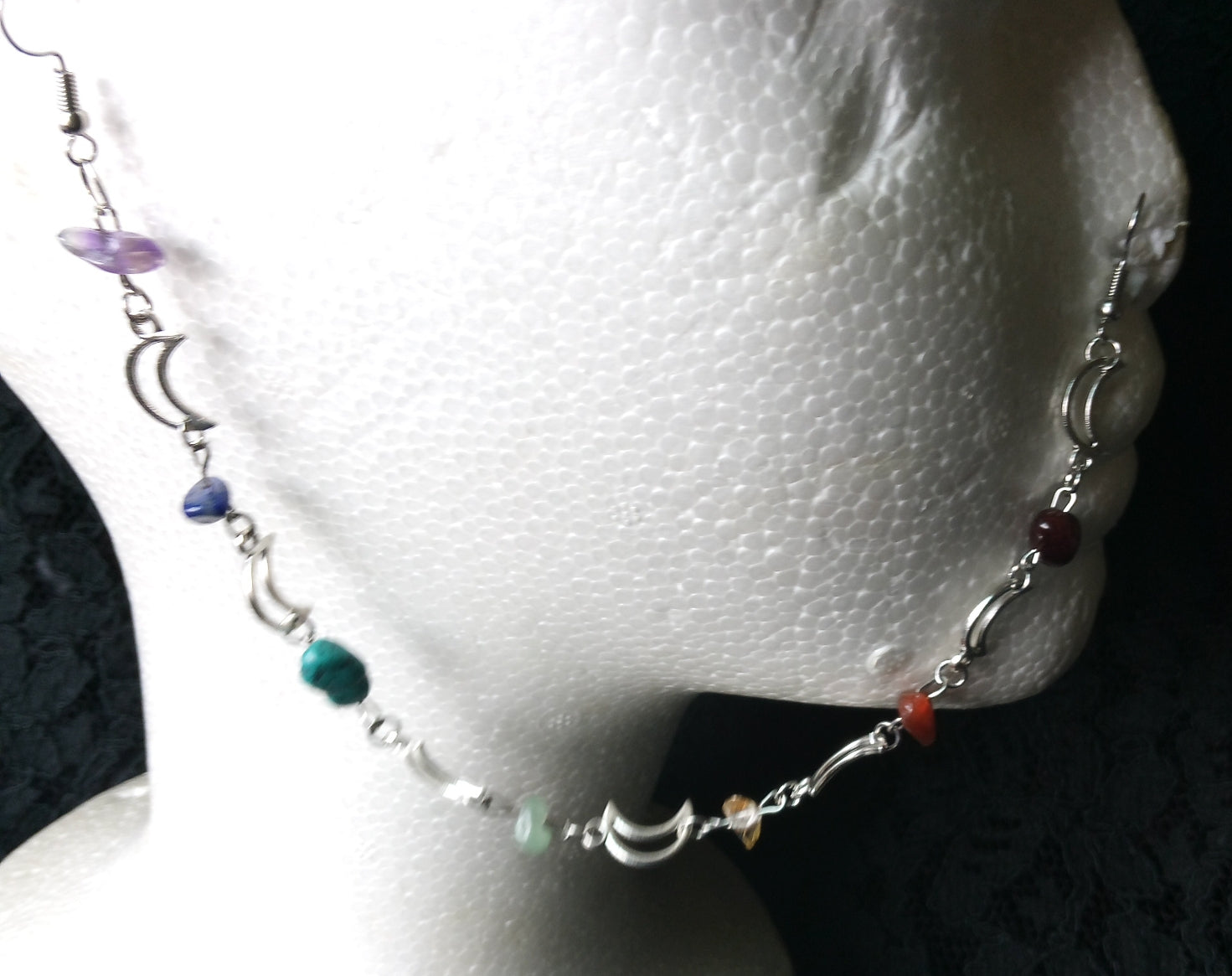 CHAKRA NOSE CHAIN LONG EARRING SET