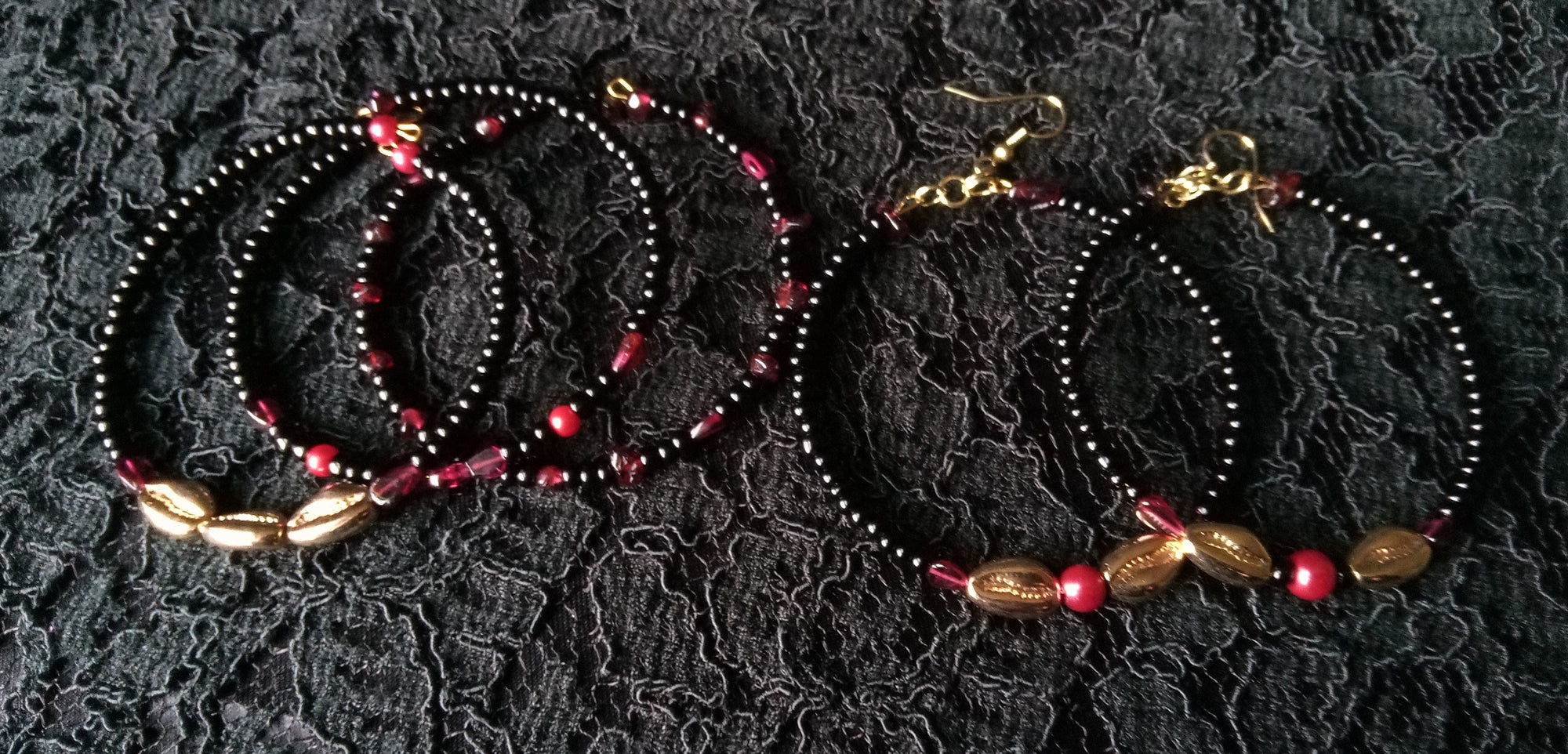 GARNET BANGLES AND HOOP EARRINGS