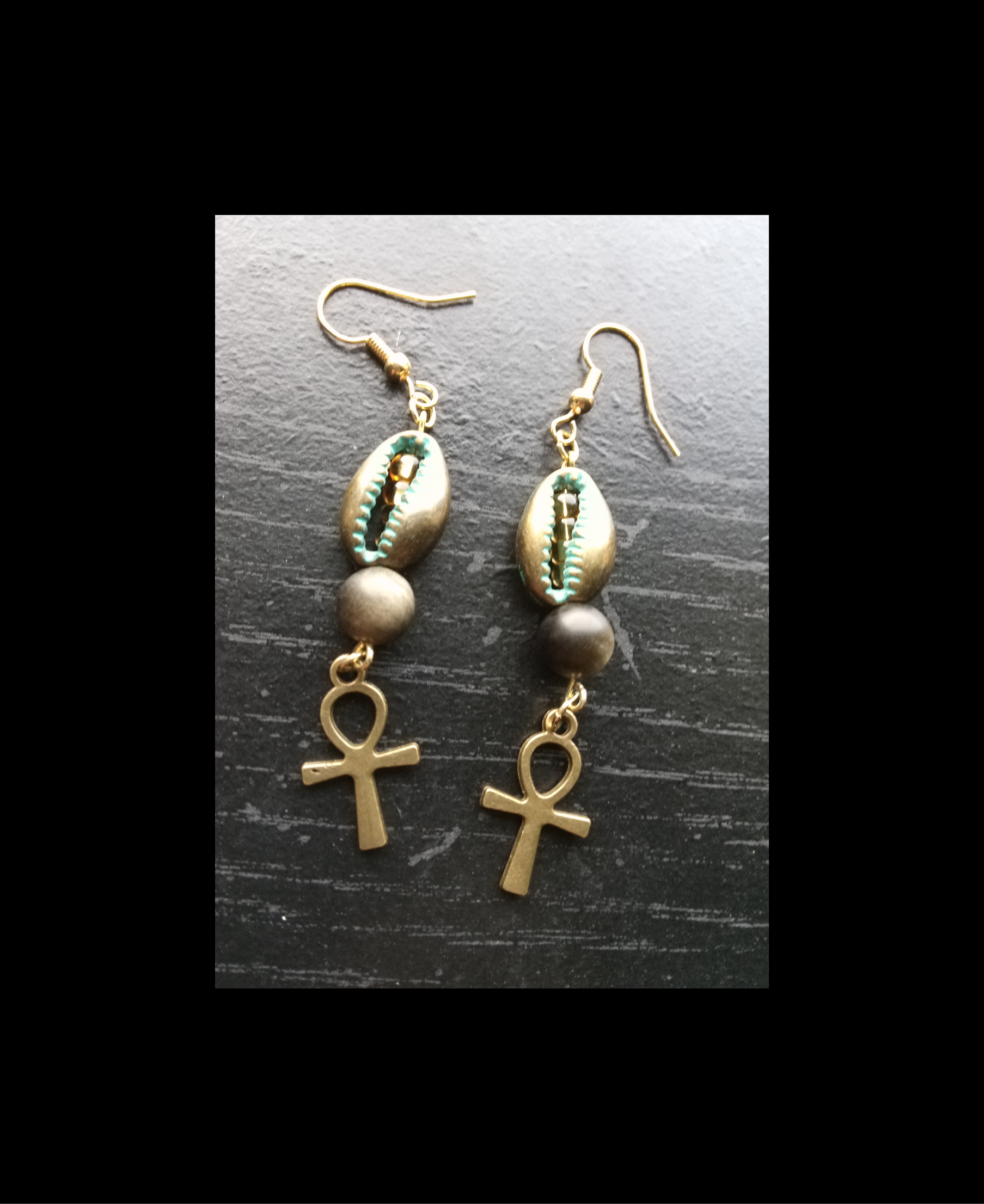 HER MOON ENERGY ( BLACK MOON STONE DROP EARRINGS)