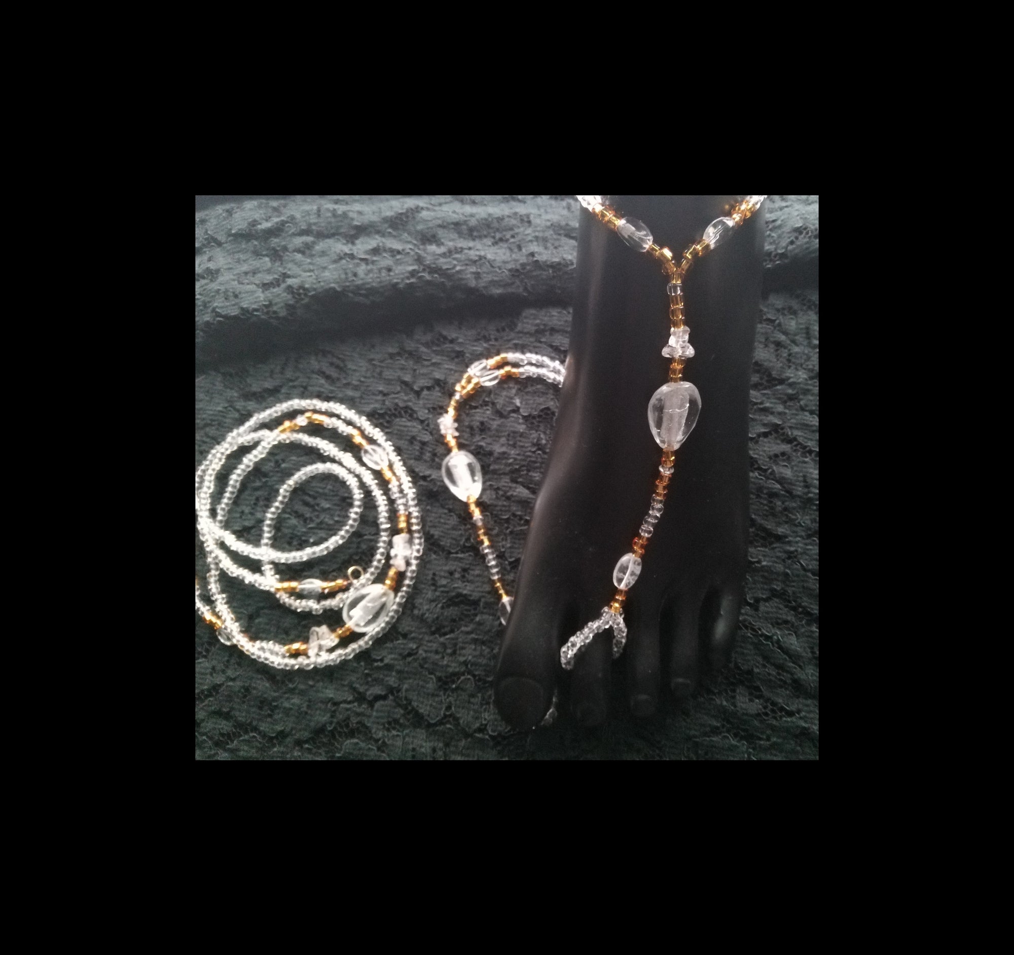GOLD CRYSTALS ( CLEAR QUARTZ SET )